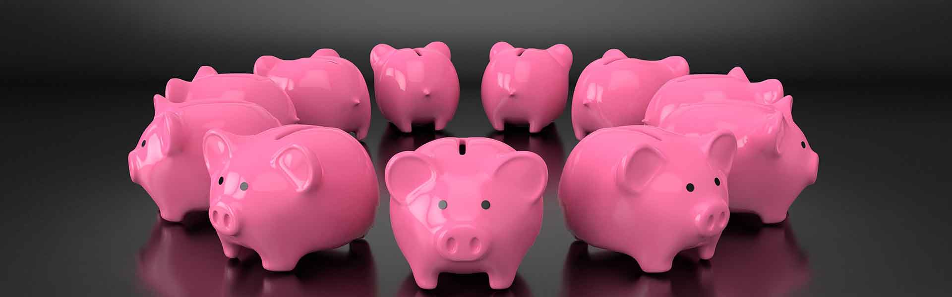 piggy banks in a circle
