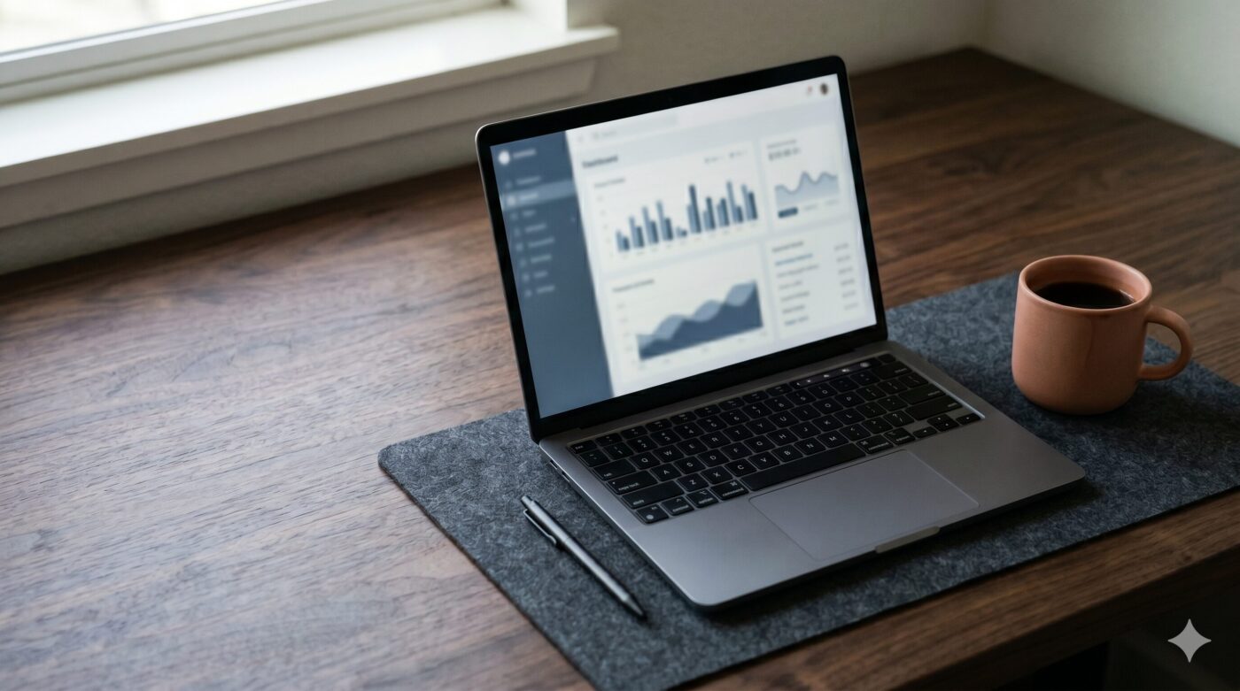 Laptop open to retirement account dashboard on a home desk mega backdoor Roth planning for tech professionals